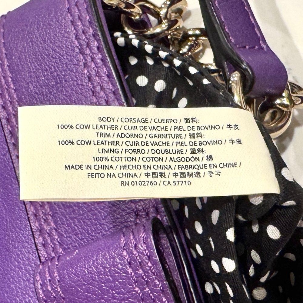 Kate Spade Vintage Purple Leather Crossbody Bag with Bow, Gold Chain and Logo - Picture 11 of 14